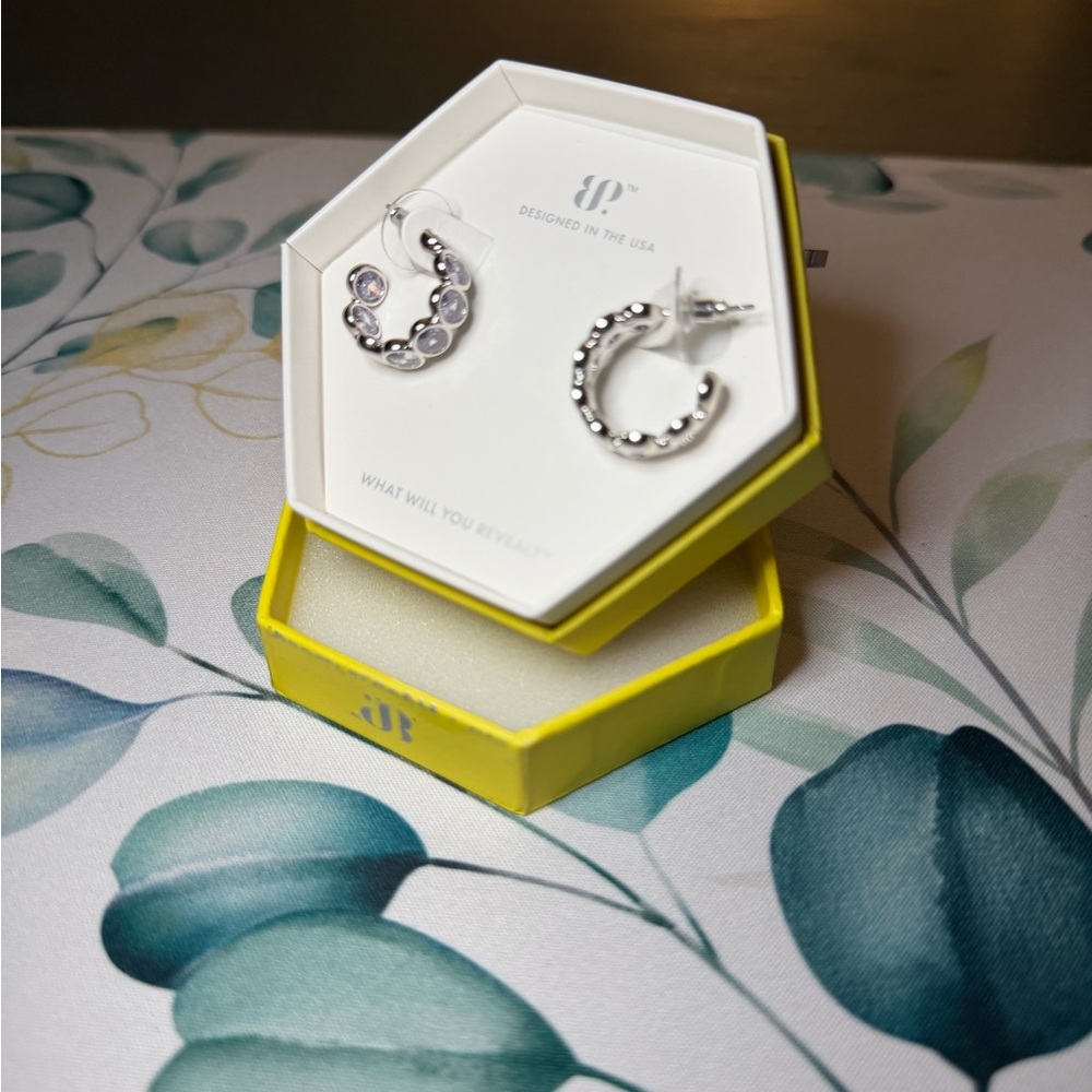 Silver and Light Lavender Topaz CZ Dot Hoop Earrings